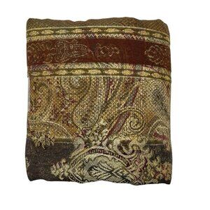 Croscill  Damask Stripe Paisley Scroll Euro Sham Cover Burgundy Green Gold‎